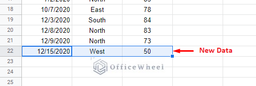 a new data is entered into the source worksheet